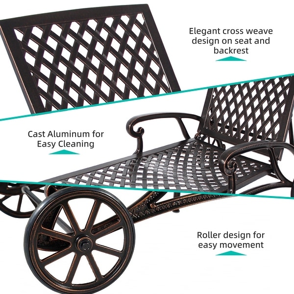 Swimming pool recliner,cast aluminum recliner with wheels set of 2