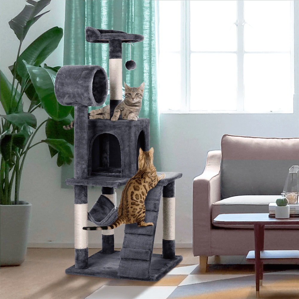 Yaheetech 51-in Cat Tree and Condo Scratching Post Tower, Gray