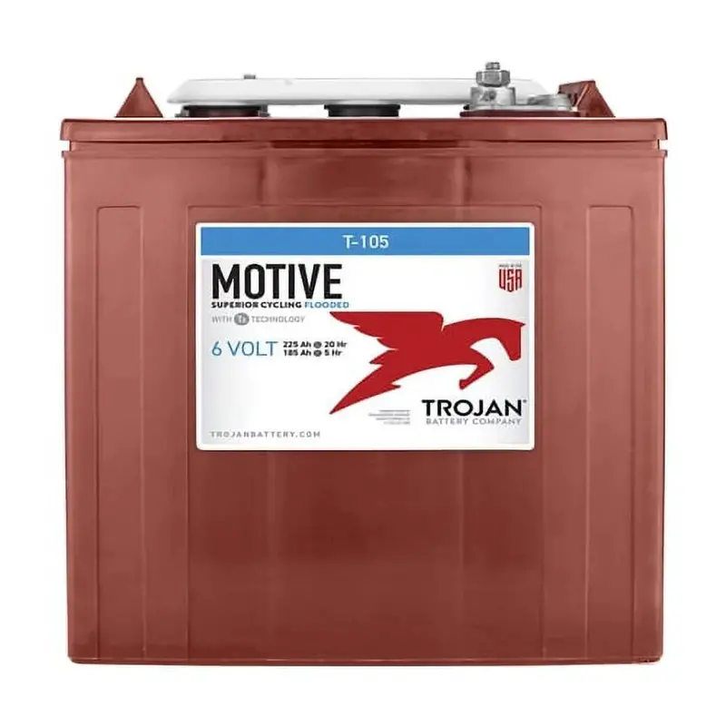 Trojan T-105 6V 225Ah Golf Cart Batteries – 6-Pack Deep Cycle Lead-Acid Battery System (36V)