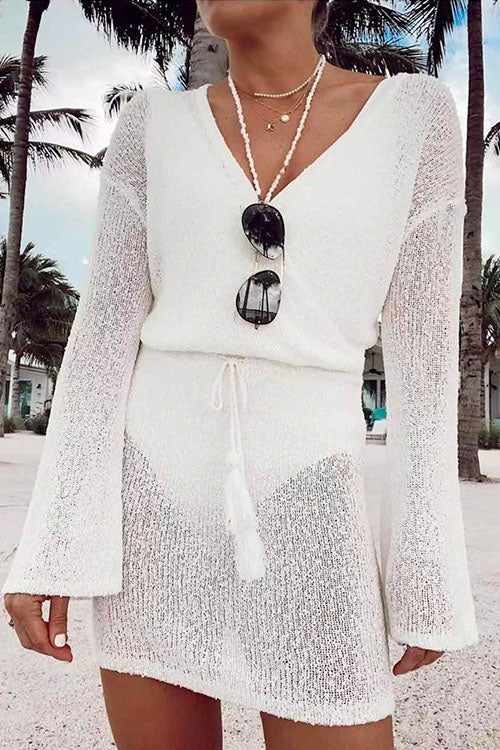 Tie Waist Beach Wrap DressClistos