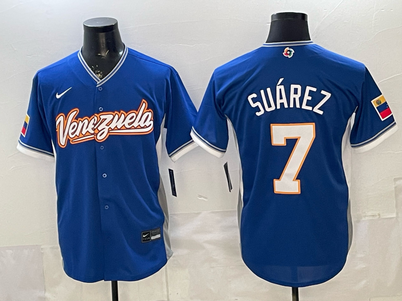 Men's Venezuela Baseball Eugenio Suarez #7 Royal 2026 World Baseball Classic Stadium Jersey