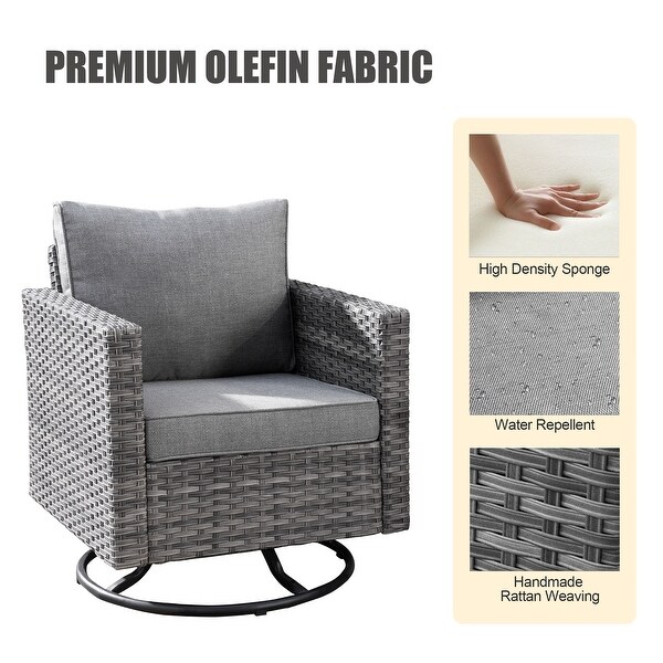 OVIOS Wicker Swivel Rocking Chair 3piece Set