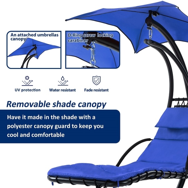 Hanging Chaise Lounger with Removable Canopy