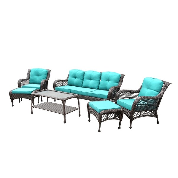 6piece Resin Wicker Patio Furniture Conversation Set with High Back