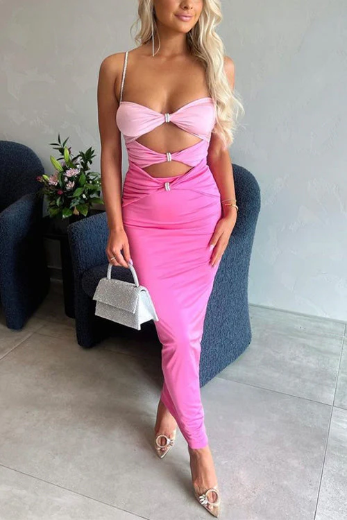 Sparkly Strap Cutout Maxi DressClistos