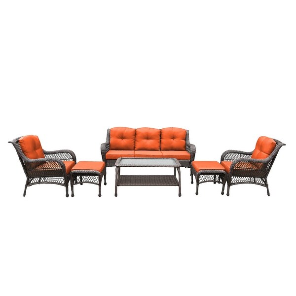 6piece Resin Wicker Patio Furniture Conversation Set with High Back