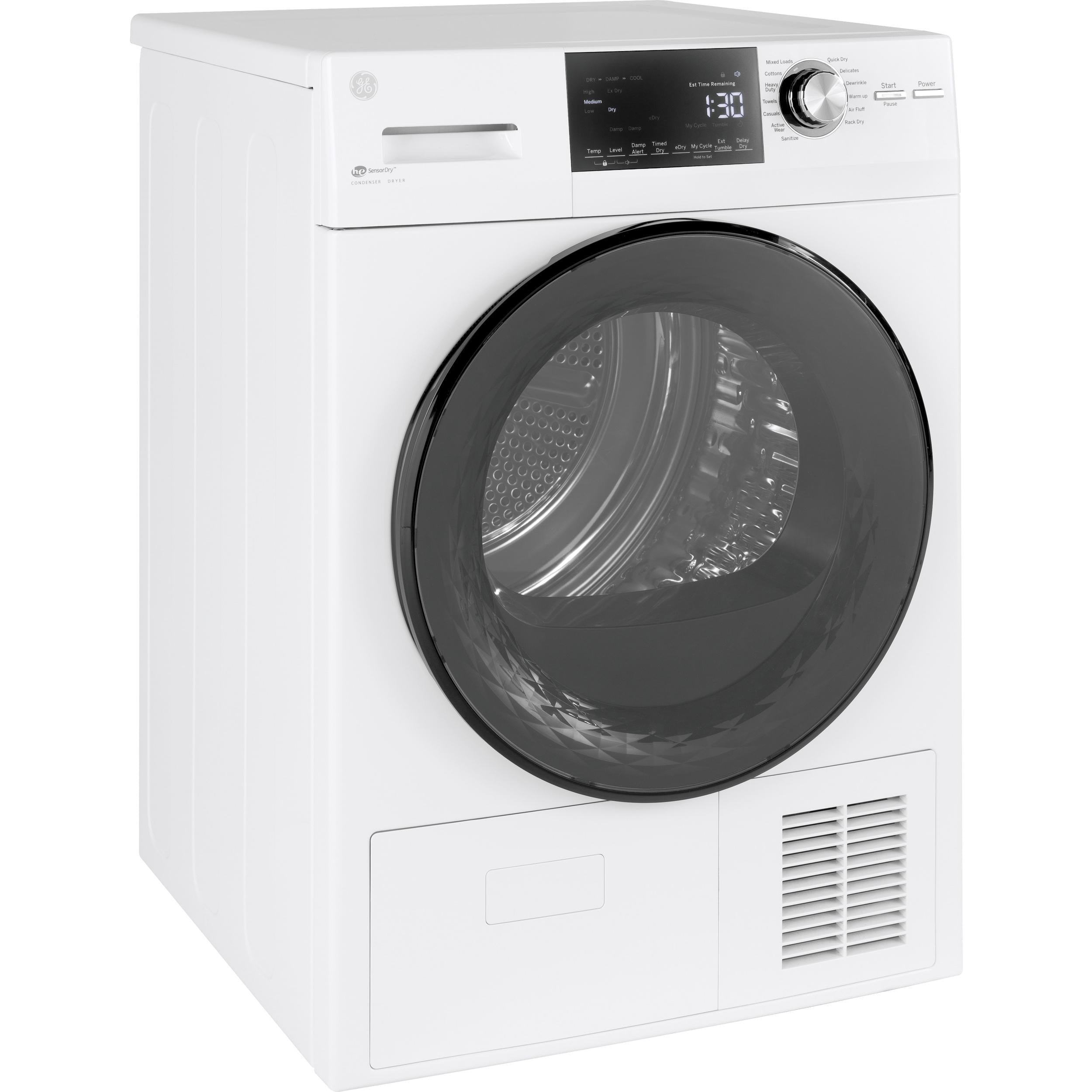 GE 4.1 cu.ft. Ventless Electric Dryer with Stainless Steel Drum GFT14ESSMWW