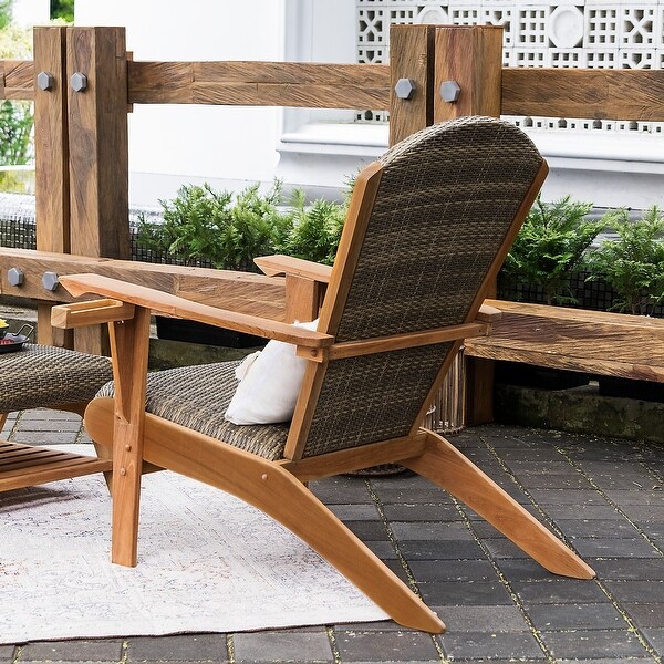 Cambridge Casual Auburn Upholstered Teak Adirondack Chair with Ottoman
