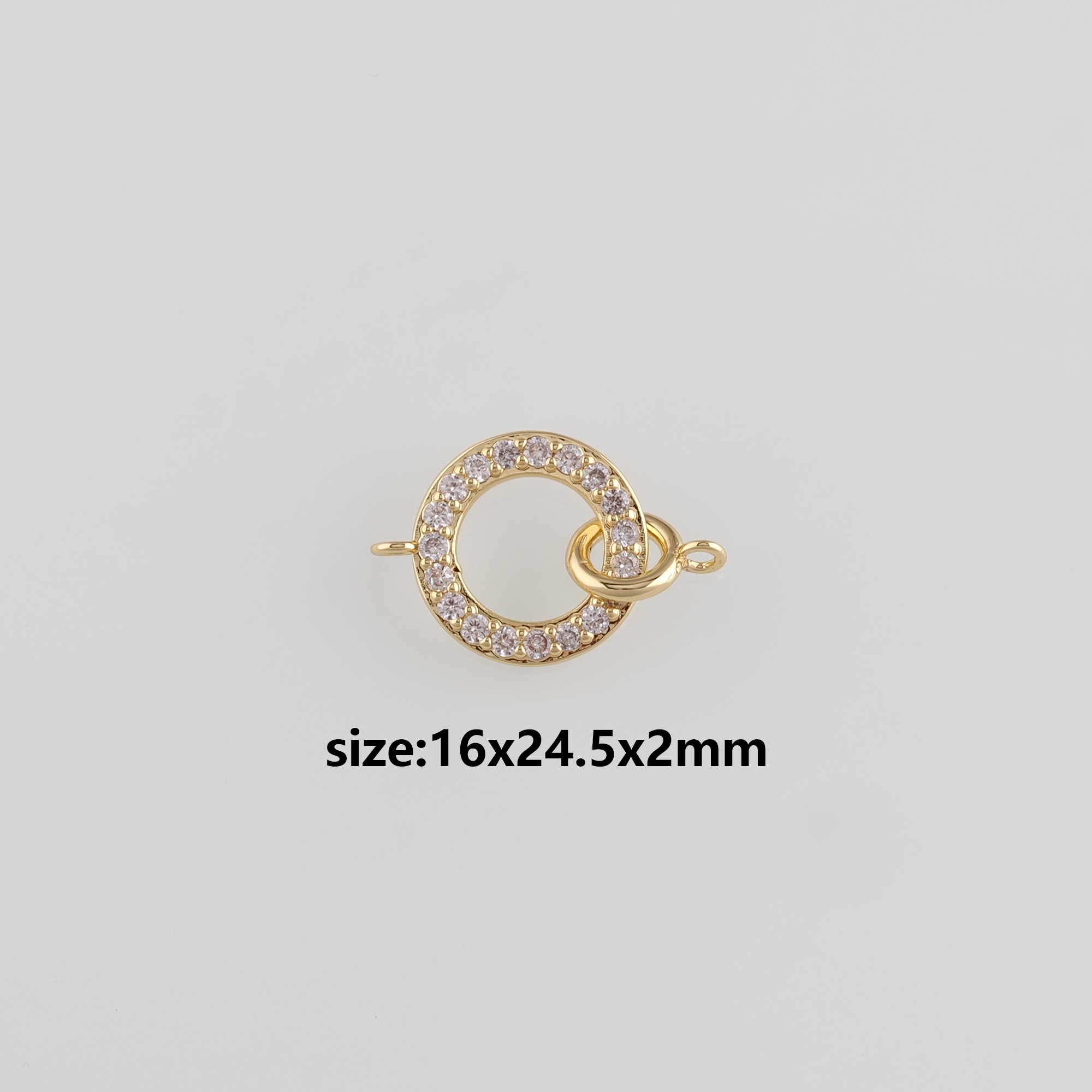 18K Gold Filled Round Connector,CZ Micro Pave Round Charm Necklace Bracelet for DIY Jewelry Making Supply