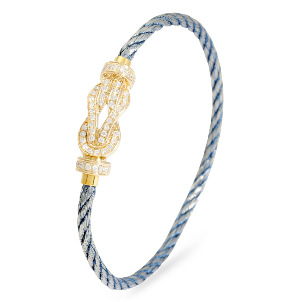 FRED Chance Amphini Bracelet 18K Yellow Gold & Stainless Steel Diamond 0B0110-6B0308