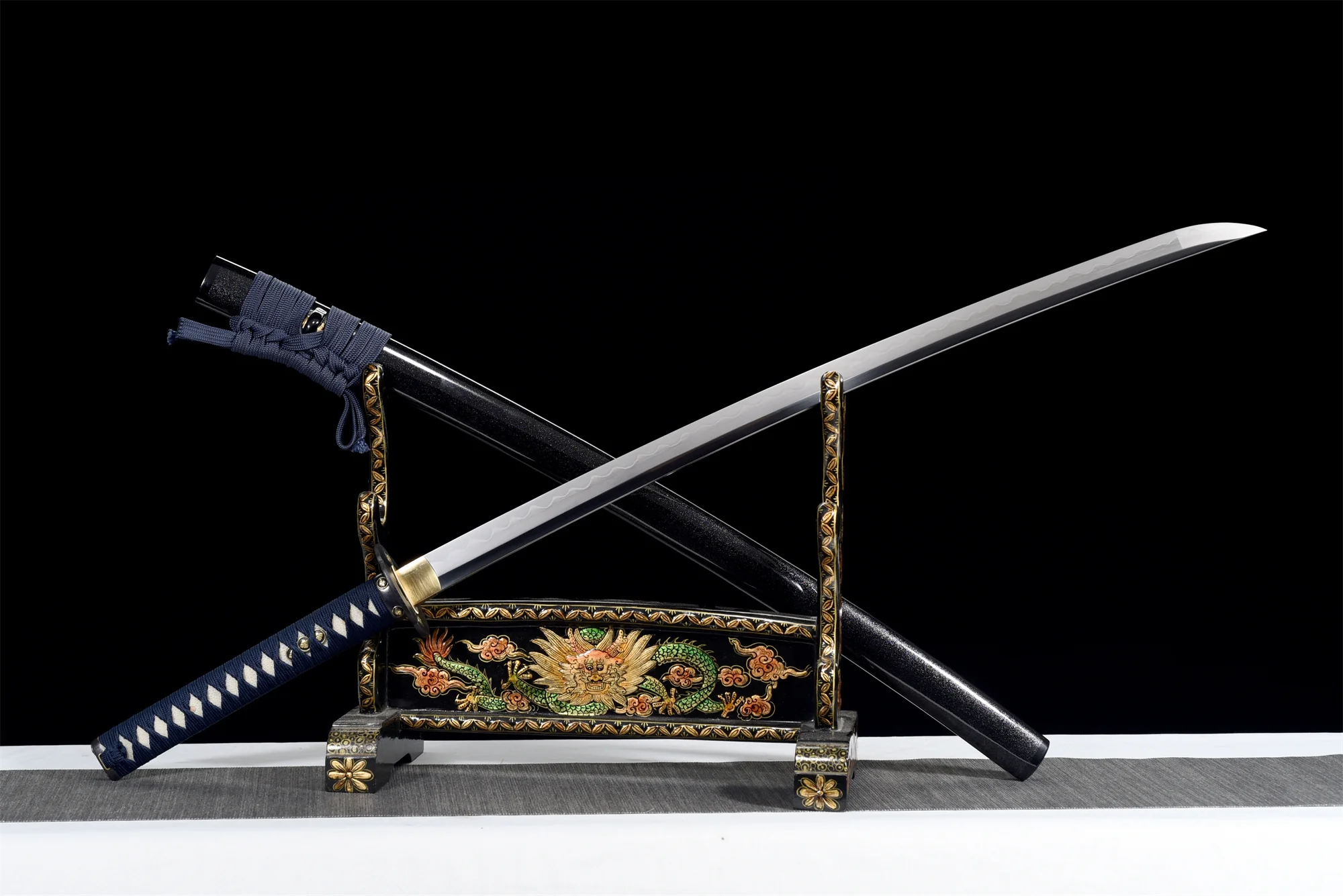 Golden Flower Katana – T10 Clay Tempered, Full Tang