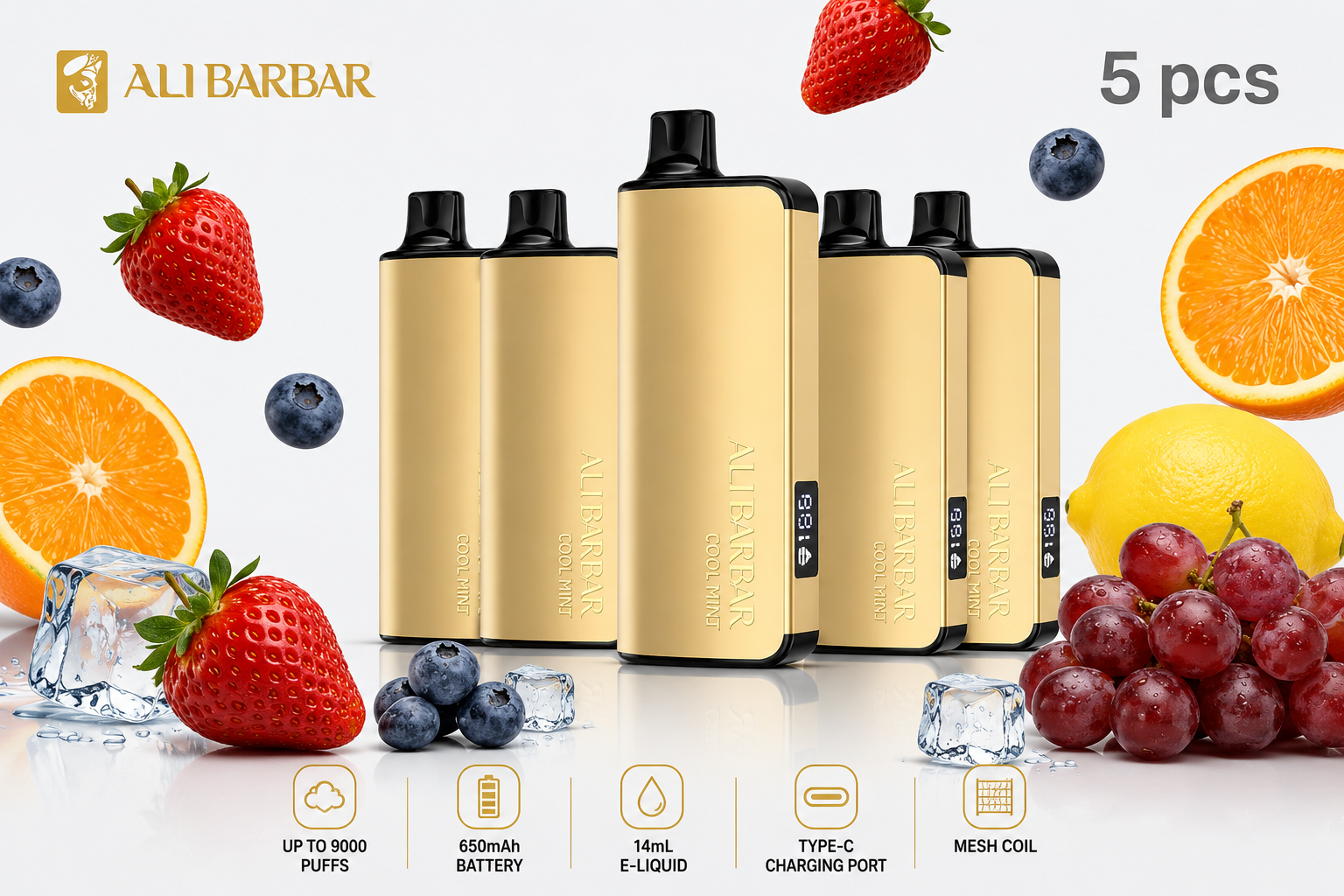 Alibarbar 9000 Puffs Disposable Device – 5 Flavor Assortment PackAlibarbar 9000 Puffs Disposable Vape Mystery Box 5 Pack Random Flavors Bundle