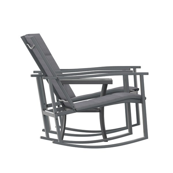 3 Piece AllWeather Rocking Chairs and Glass Top Table Bistro Set