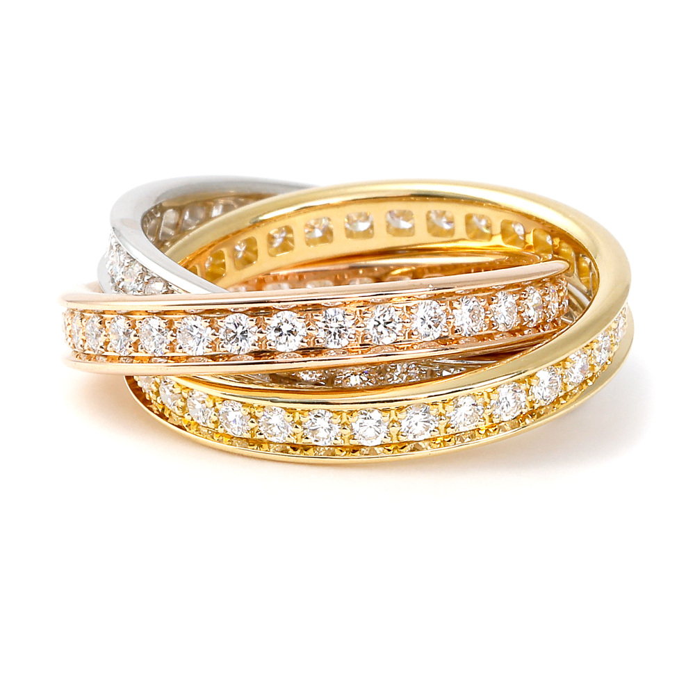 Cartier Trinity Ring Tri-Gold Diamond