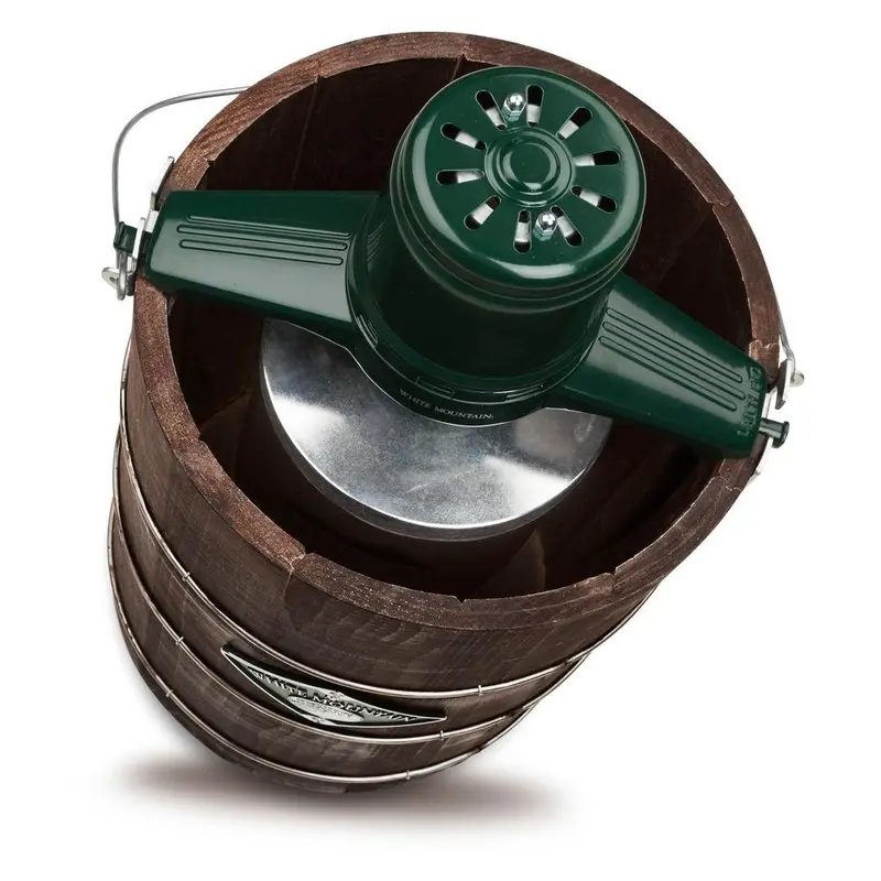 White Mountain 6-Quart Electric Ice Cream Maker — Green and Brown Woodgrain Design