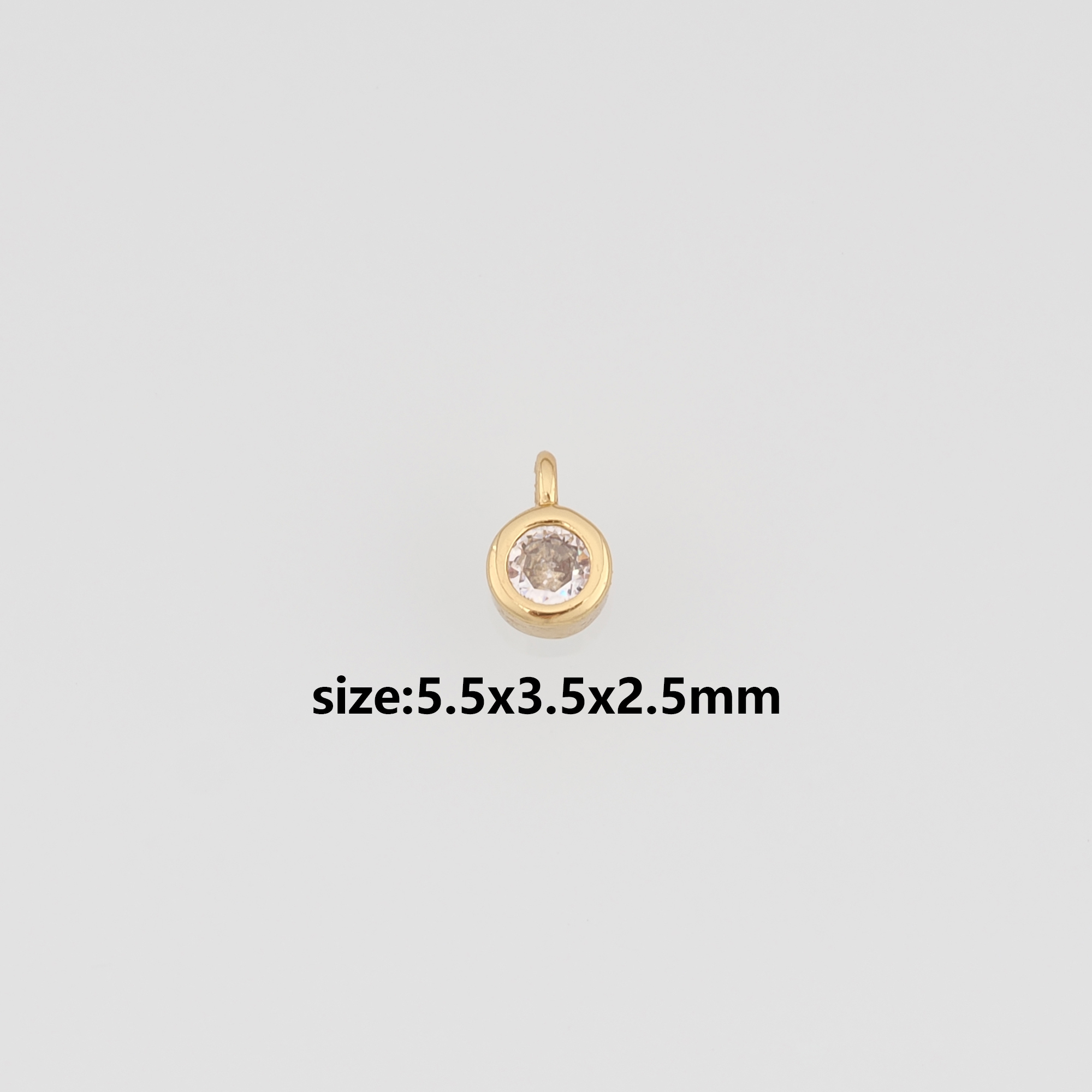 18K Gold Filled Round Pendant,CZ Micro Pave Round Charm Earrings Necklace for DIY Jewelry Making Supply