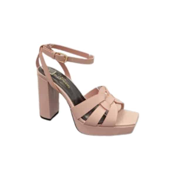 Saint Laurent Tribute Platform Sandals In Smooth Leather Pink