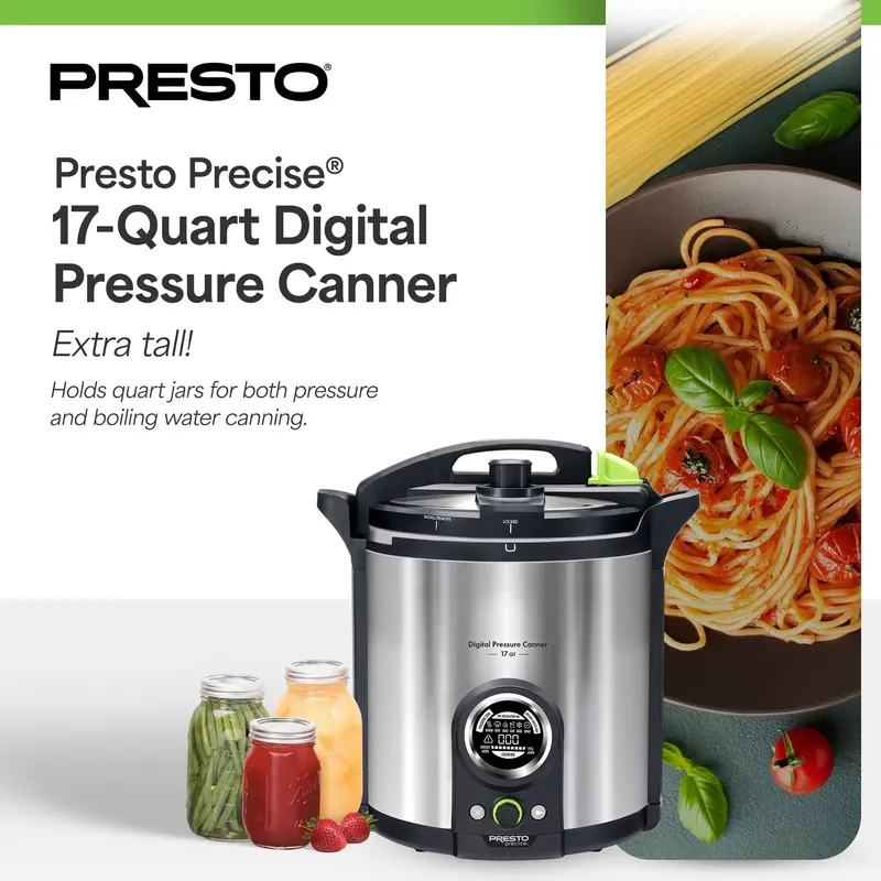 Presto Precise 17-Quart Stainless Steel Electric Pressure Canner – Model 02152, Silver