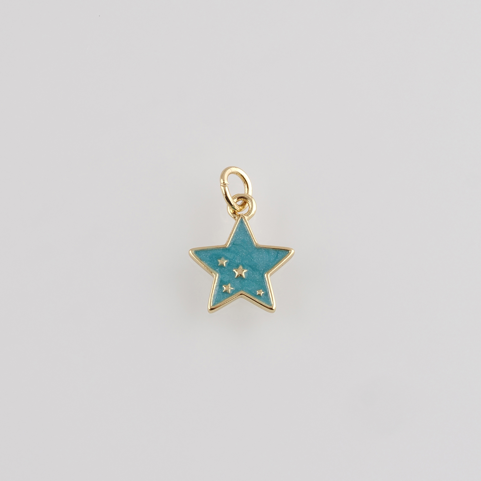 18K Gold Filled Star Pendant,Enamel Celestial Charm Earrings Necklace for DIY Jewelry Making Supply