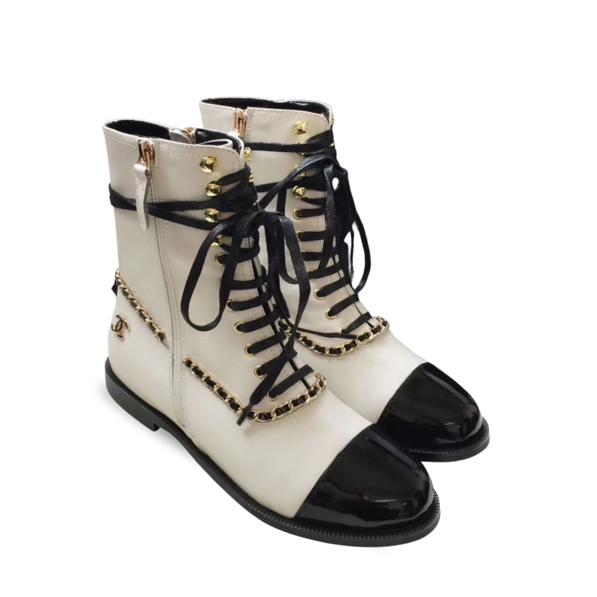 Chanel Botas Para Mujer White And Black