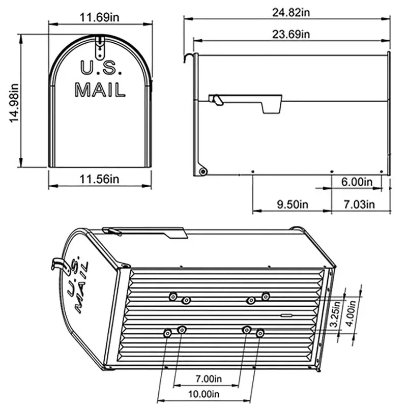Stanley Jumbo Black Galvanized Steel Post-Mount Mailbox – Extra-Large Capacity, Gibraltar Design