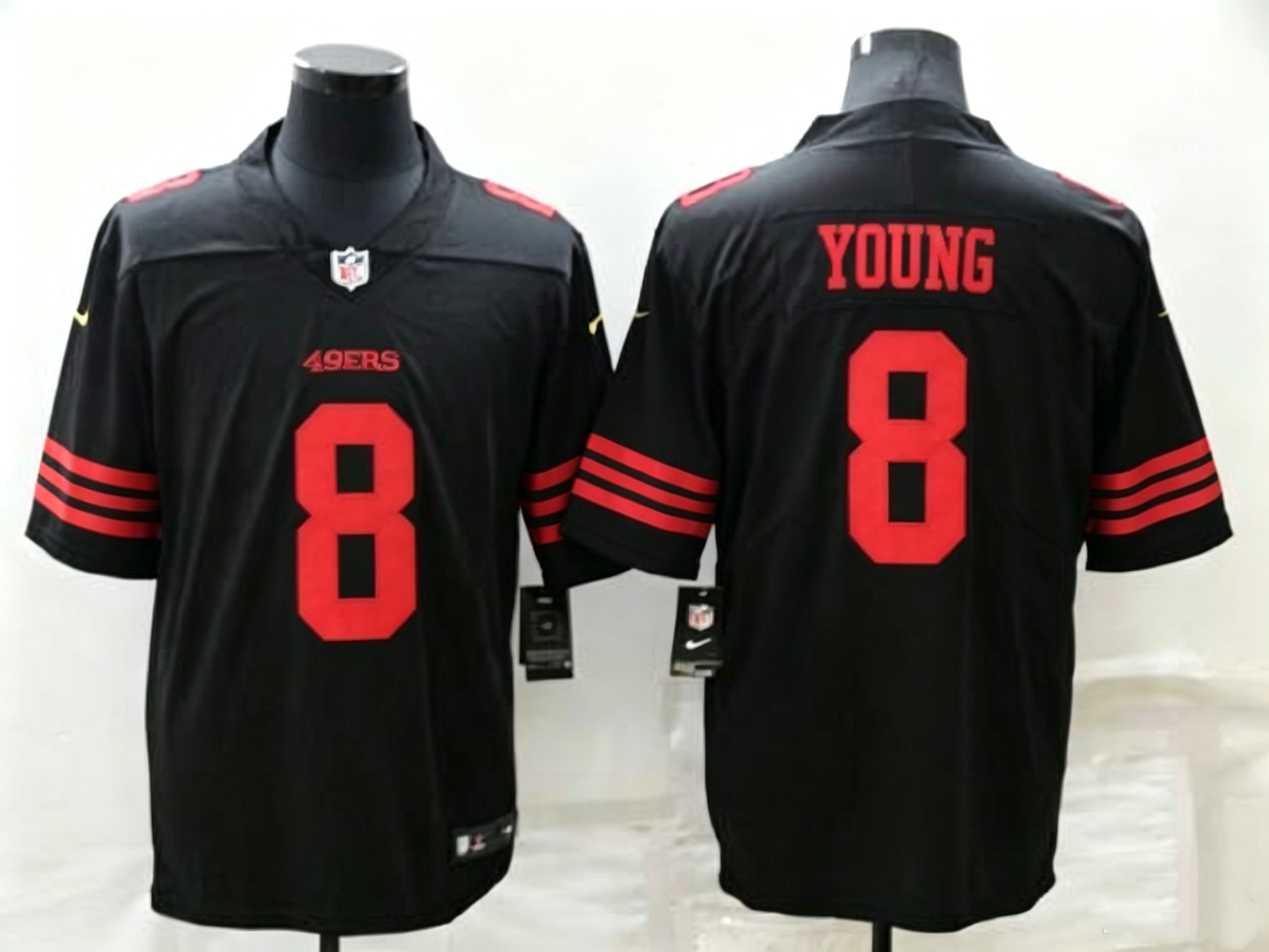 Men's San Francisco 49ers Steve Young #8 Black Game Jersey