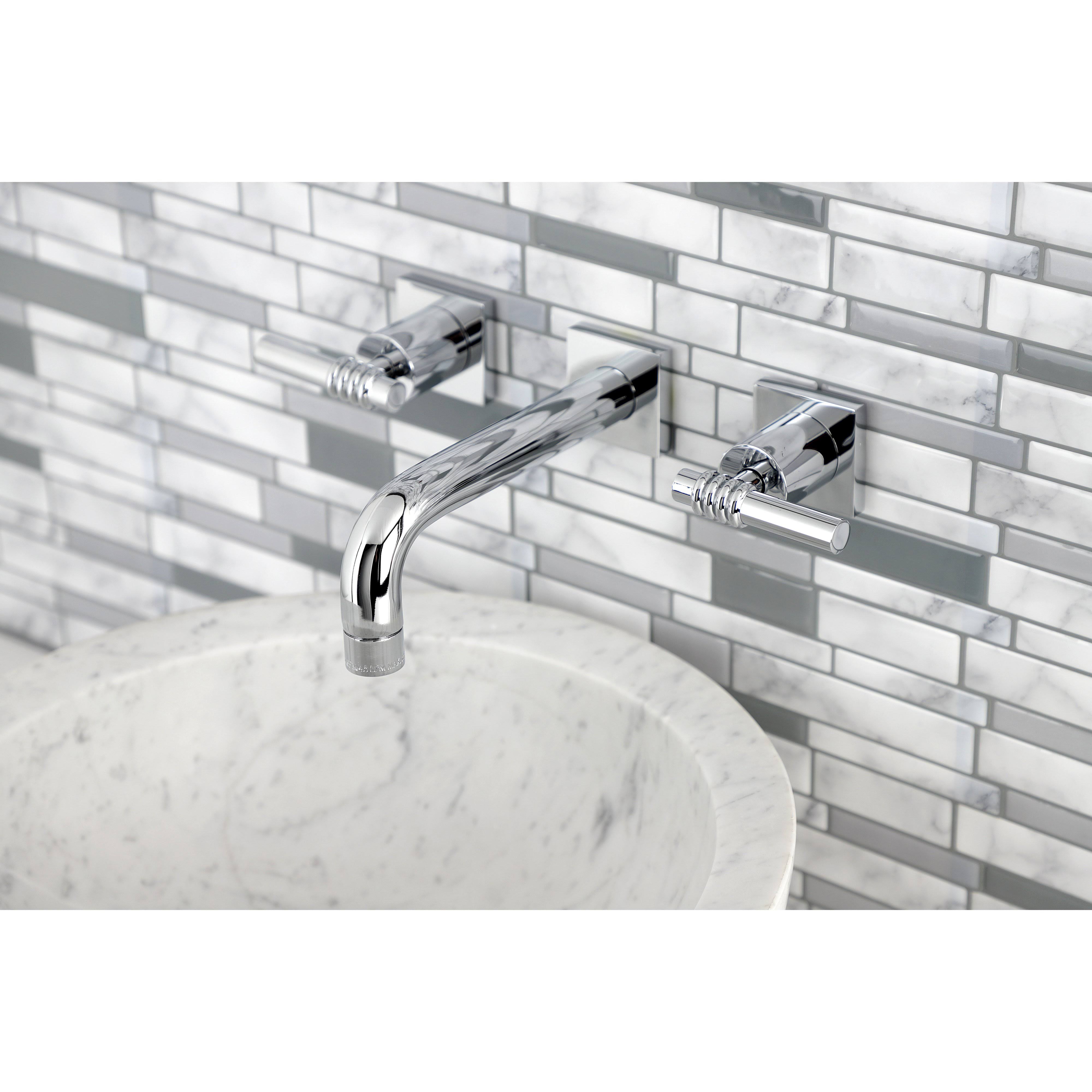Kingston Brass KS6128ML Milano Two-Handle Wall Mount Bathroom Faucet Brushed Nickel