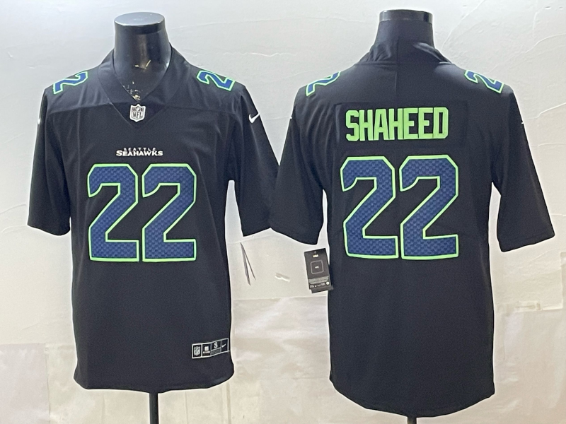 Men's Seattle Seahawks Rashid Shaheed #22 Black Fashion Game Jersey