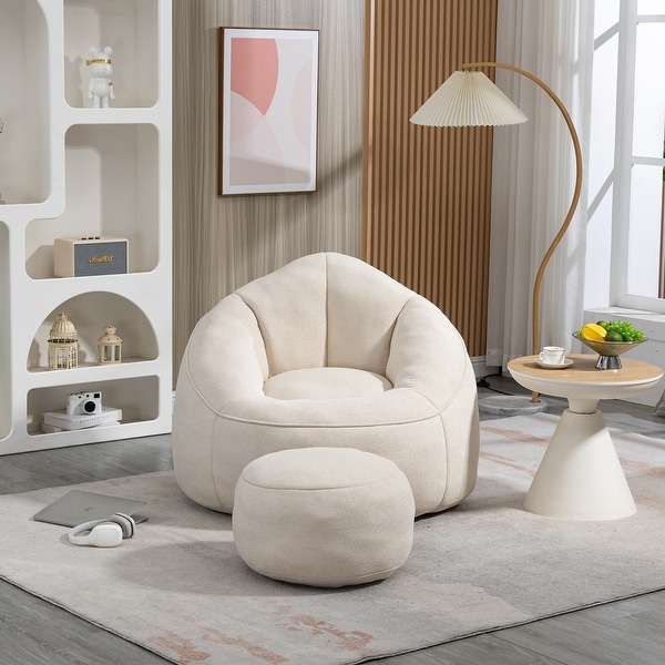 Bean Bag Sofa Chair Foam Bean Bag Chair with Padded Foam Padding and Footrest