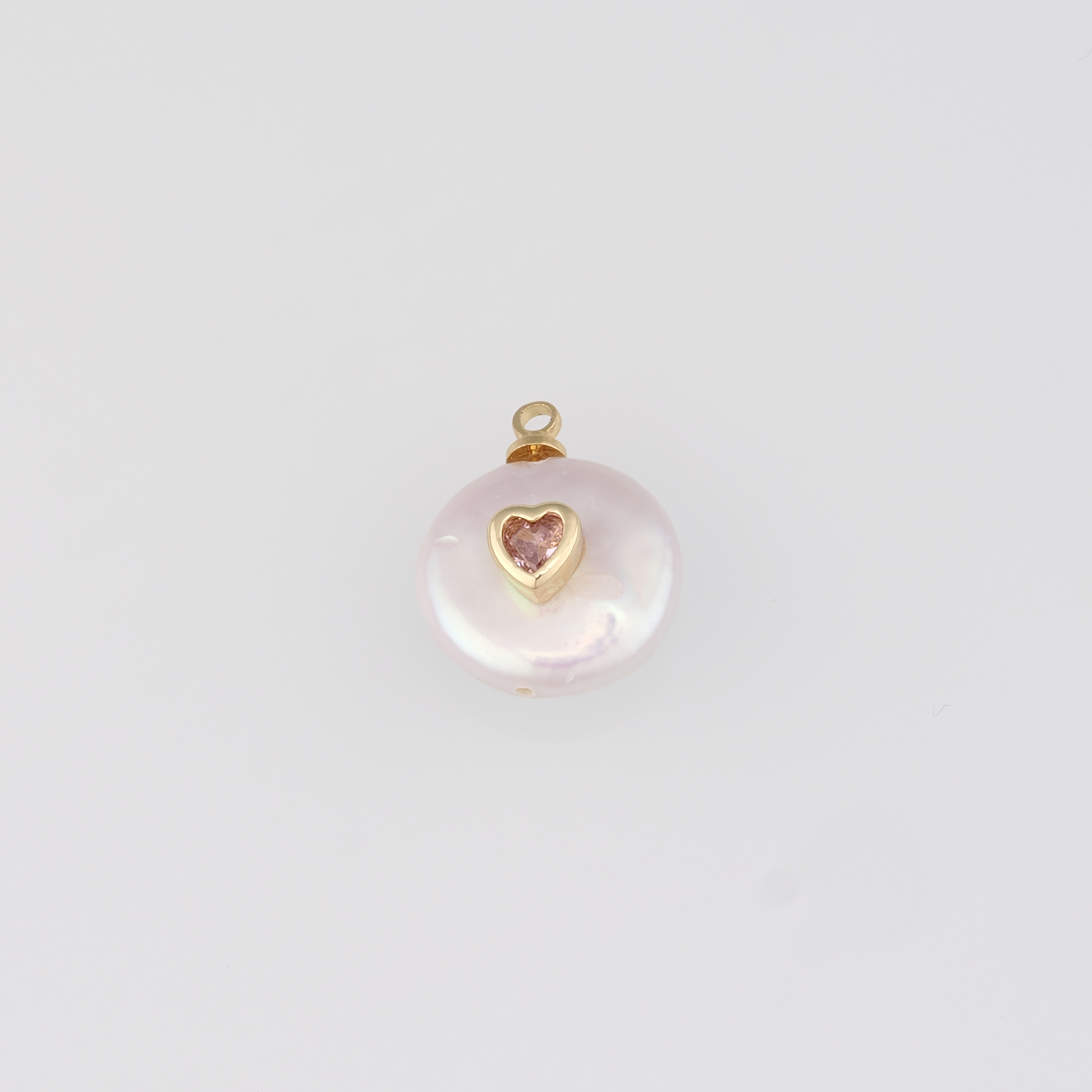 18K Gold Filled Heart Pendant,Pearl Heart Charm Earrings Necklace for DIY Jewelry Making Supply