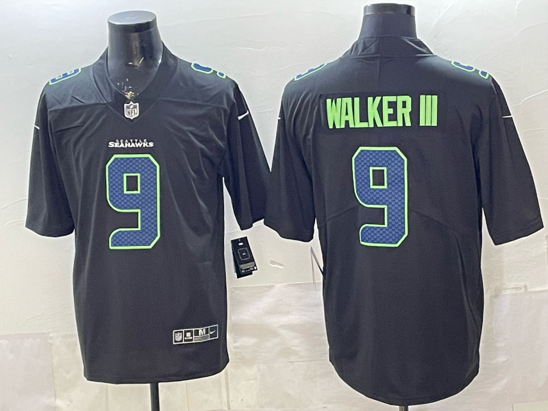 Men's Seattle Seahawks Kenneth Walker III #9 Black Fashion Game Jersey