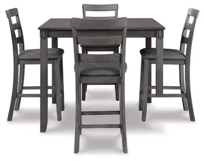 Signature Design by Ashley Bridson Counter Height Dining Room Table and Bar Stools (Set of 5), Gray