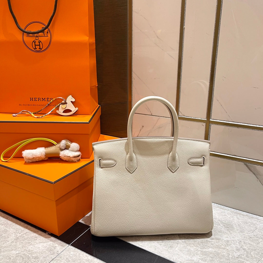 Hermes Birkin 30Cm White Togo Leather Silver Hardware