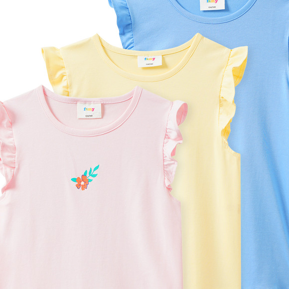 Famy 3 Mädchen T-Shirts mit Flügelärmeln