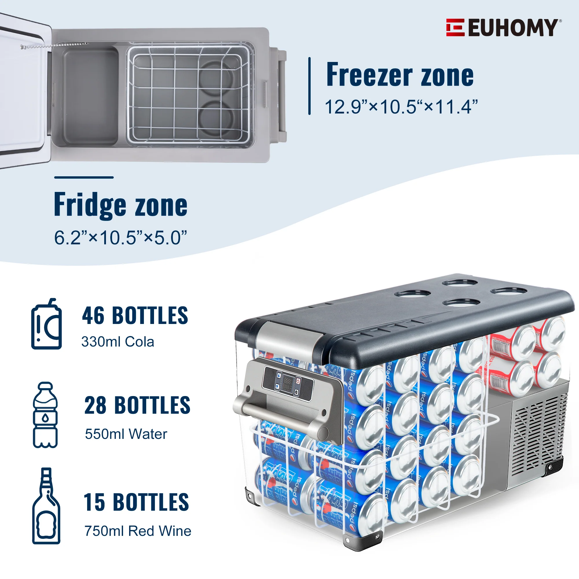 Fast Cooling Electric Cooler  12 Volt Black Gray Portable Car Refrigerator