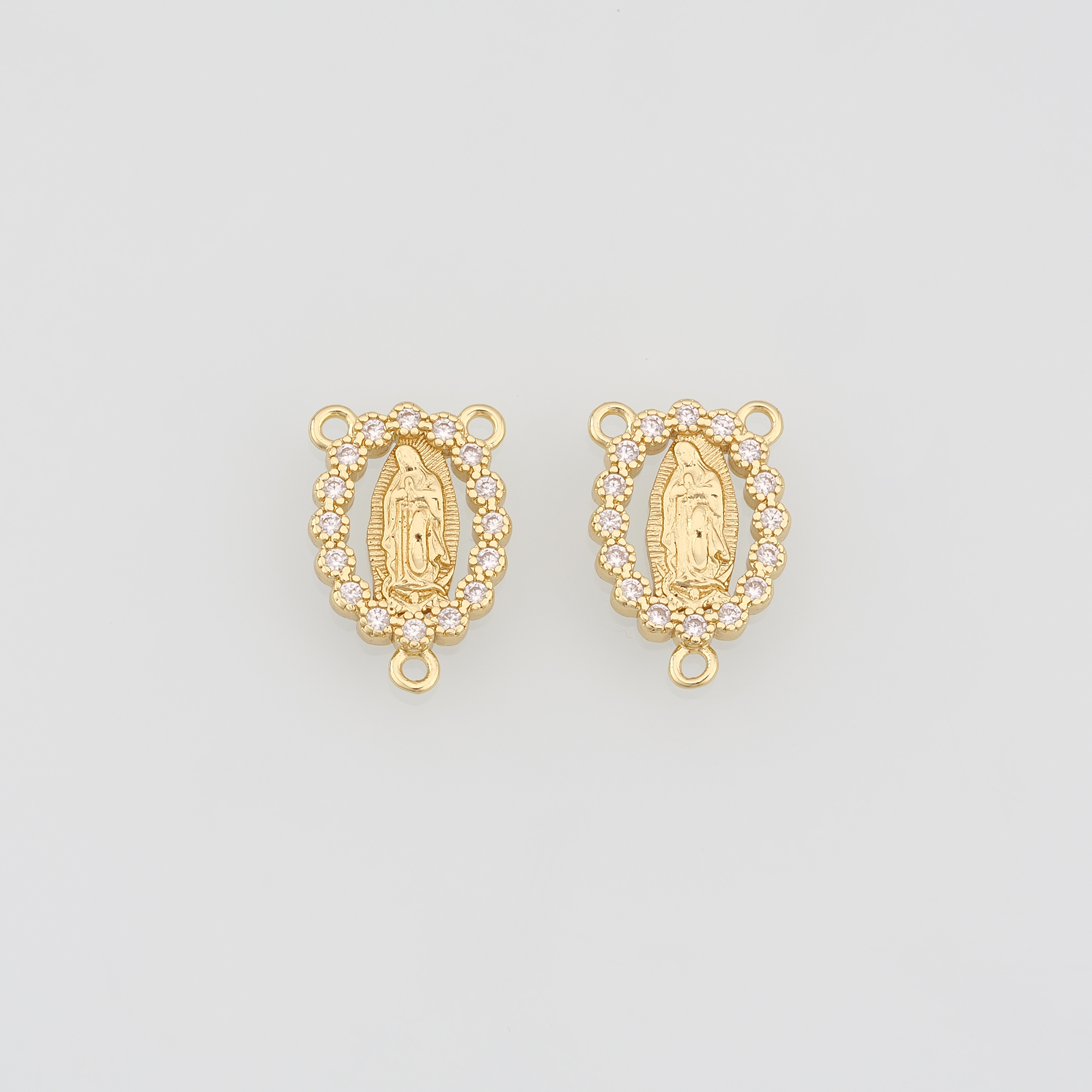 18K Gold Filled Virgin Mary Pendant,CZ Micro Pave Virgin Mary Charm Earrings Necklace for DIY Jewelry Making Supply