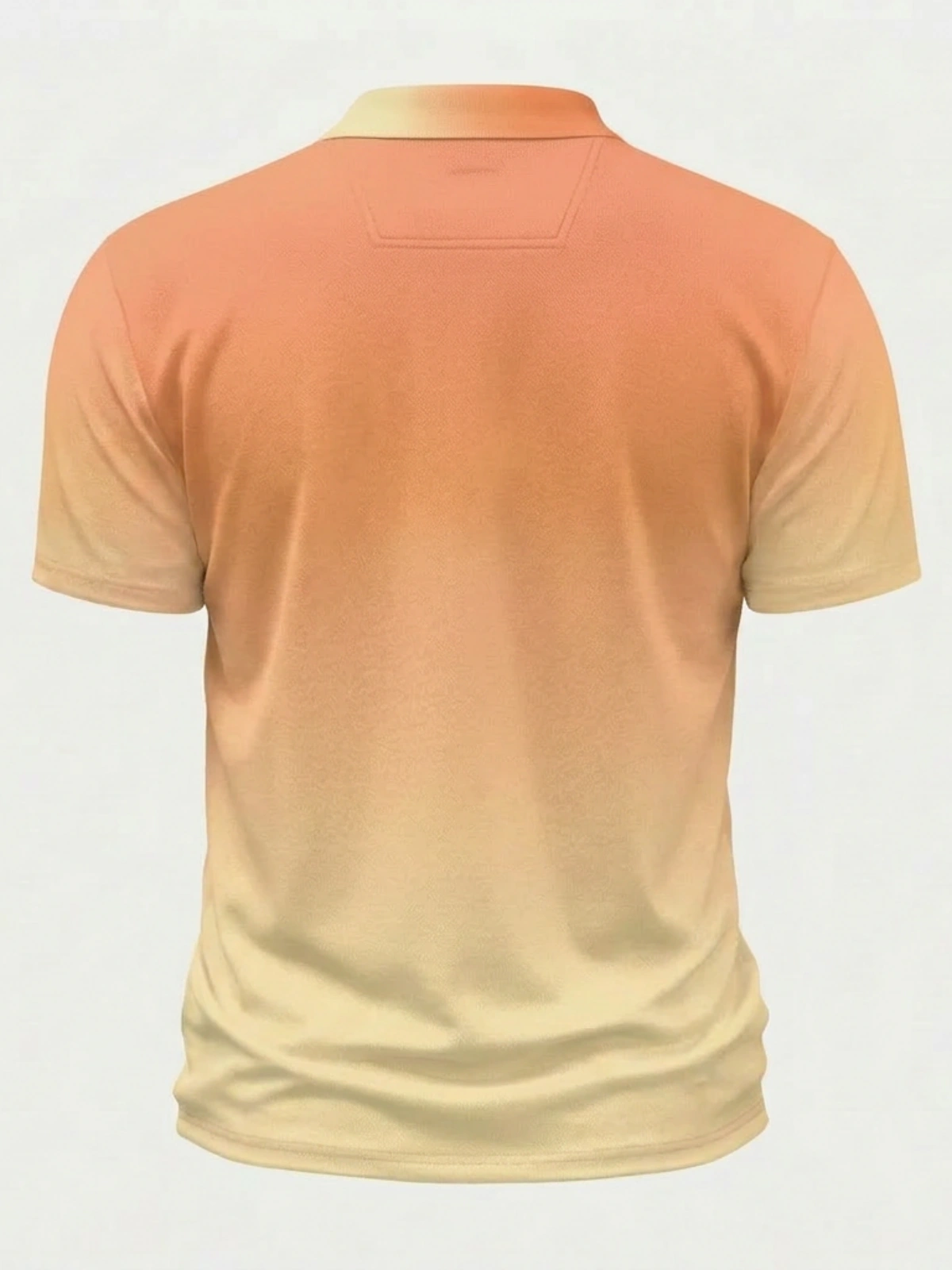Moisture Wicking Golf Polo 3D Orange to Beige Ombre Gradient Button Short Sleeve Golf Polo Shirt
