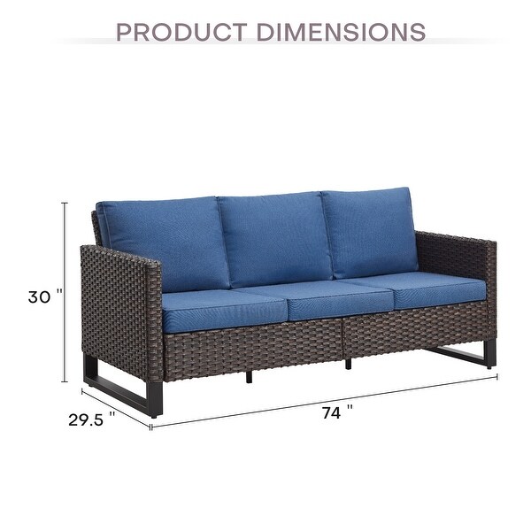 PE Wicker Sofa Rocking Chair Ottoman Set of 9