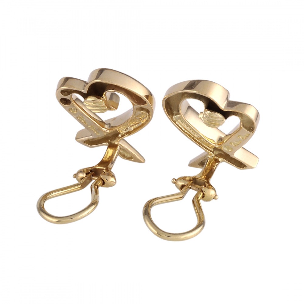 Tiffany & Co. Paloma Picasso Loving Heart Earrings 18K Yellow Gold