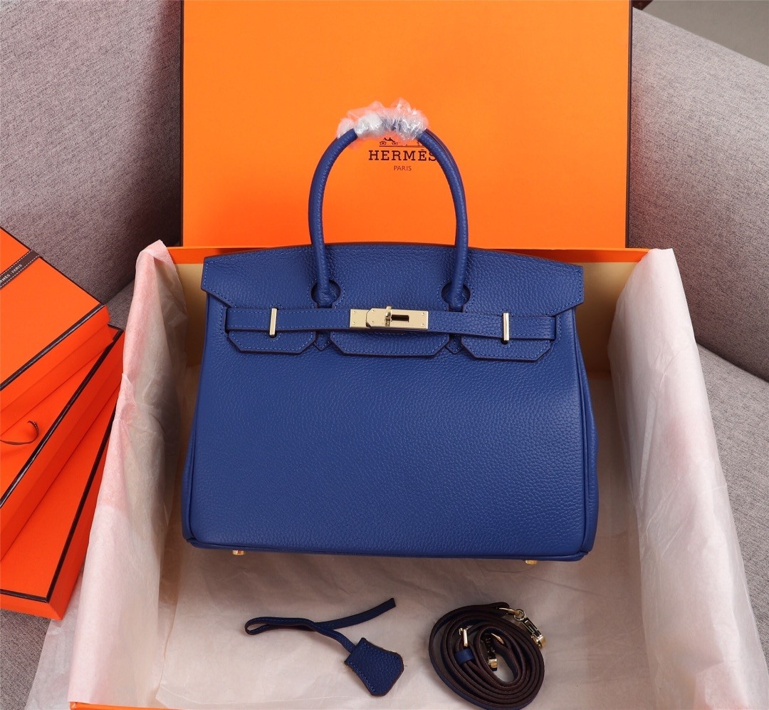 Top Quality Hermes  Epsom Birkin 30 Bleu Electrique Handbag - cnluxepick