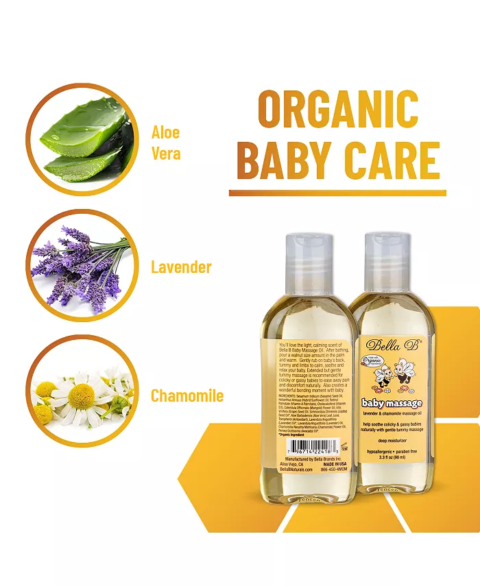 Bella B Naturals Bundle: Bubble Bath 8 oz and Baby Massage Oil 3.3 oz