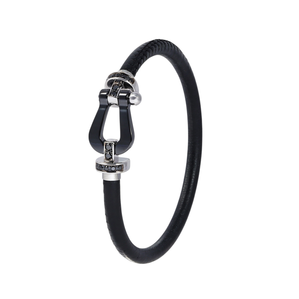 FRED Force 10 Bracelet 18K White Gold & Ceramic Diamond 0B0044-6B0373
