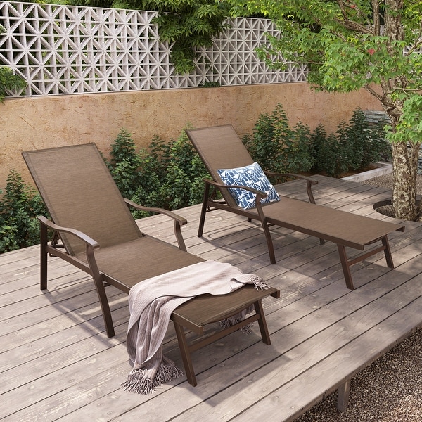 Pellebant 2PCS Patio Aluminum Adjustable Chaise Lounge Chair