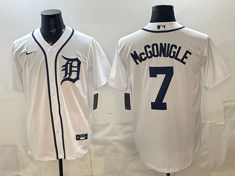 Men's Detroit Tigers Kevin McGonigle #7 White Home Replica Player Jersey