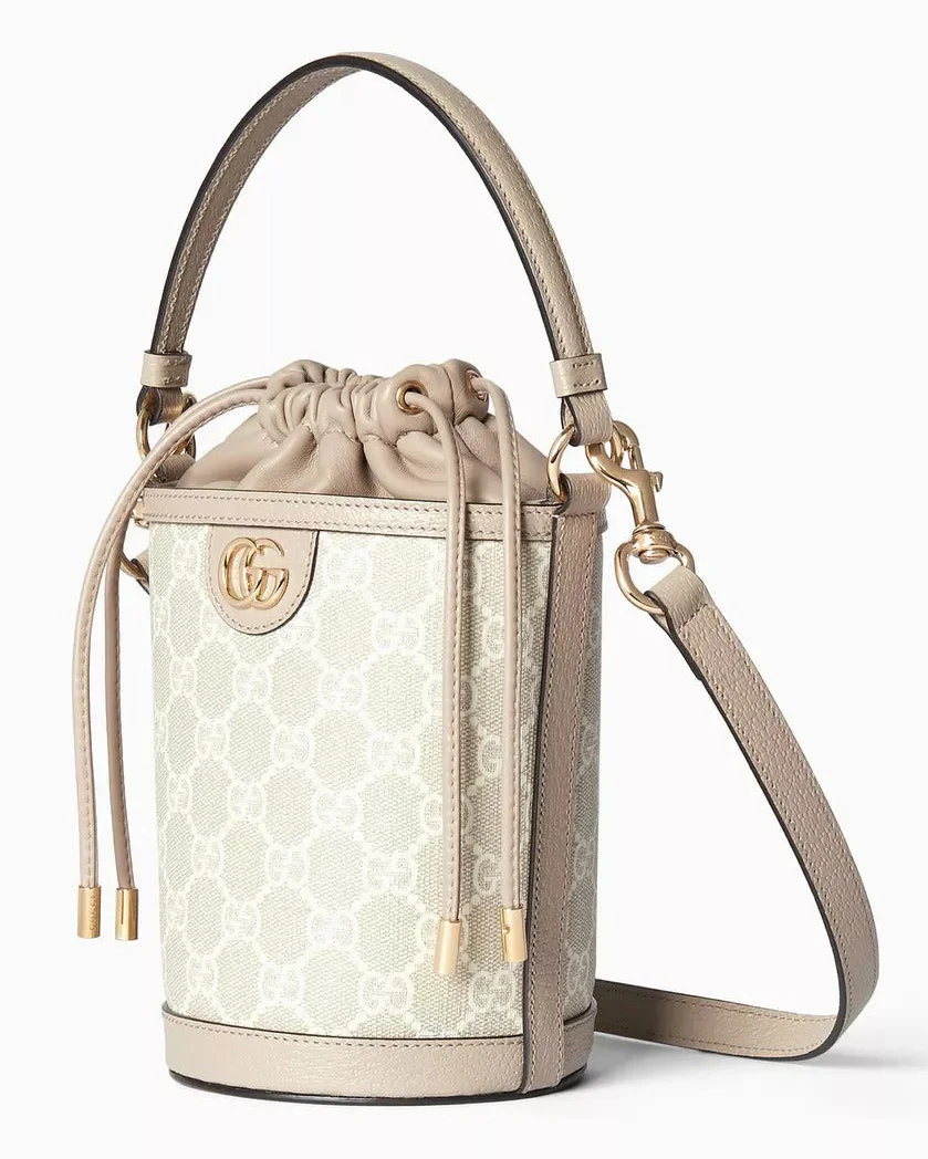 Gucci GG Canvas Mini Ophidia Bucket Bag – Beige