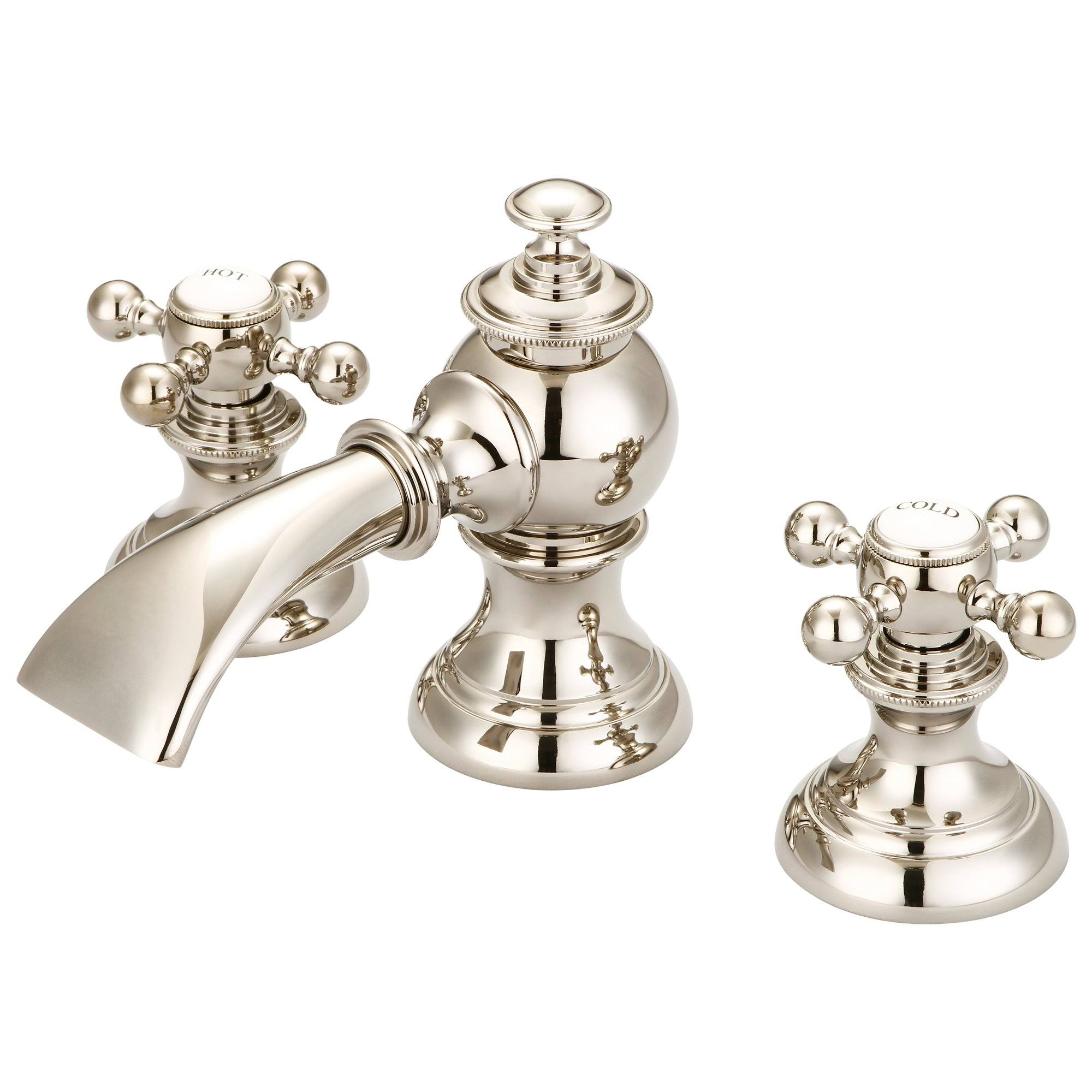 Water Creation Modern Classic Polished Nickel Widespread Lavatory Faucets with Pop-Up Drain