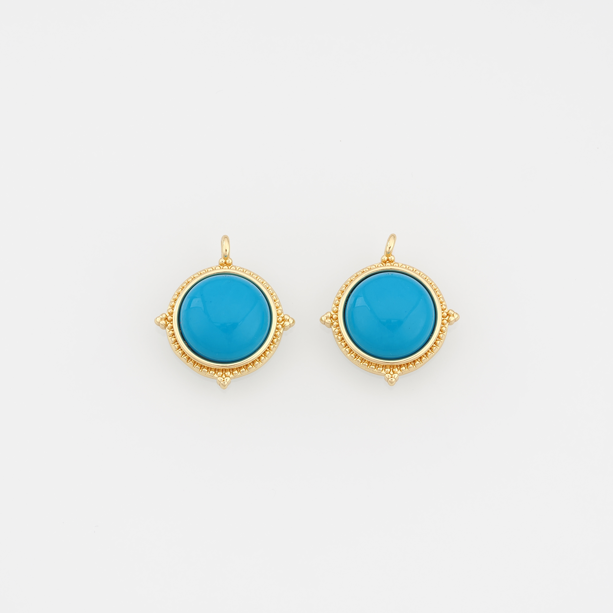 18K Gold Filled Round Pendant,Natural Stone Earrings Necklace for DIY Jewelry Making Supply