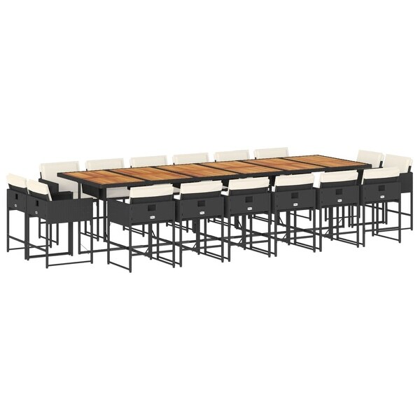 vidaX Patio Dining Set with Cushions Poly Rattan