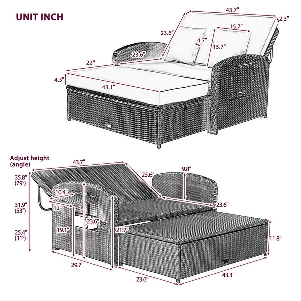 PE Wicker Rattan Reclining Sofa Chair