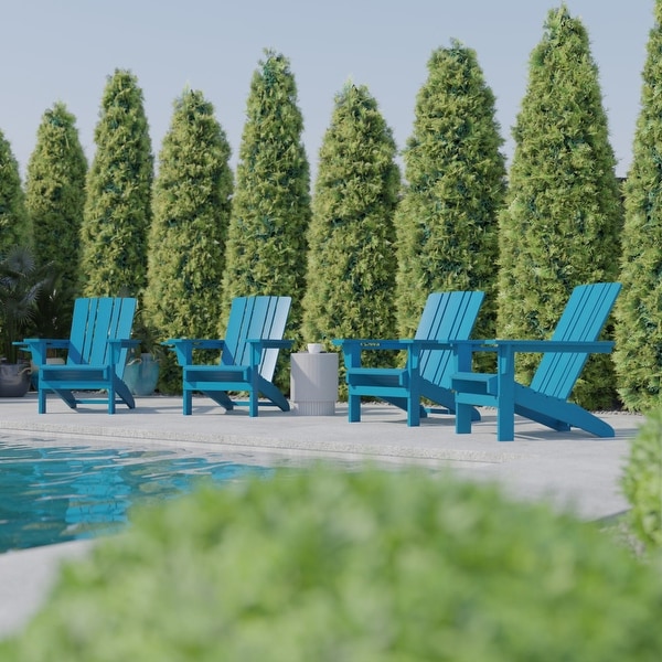 Set of 4 Commercial AllWeather Adirondack Chairs with Cupholders
